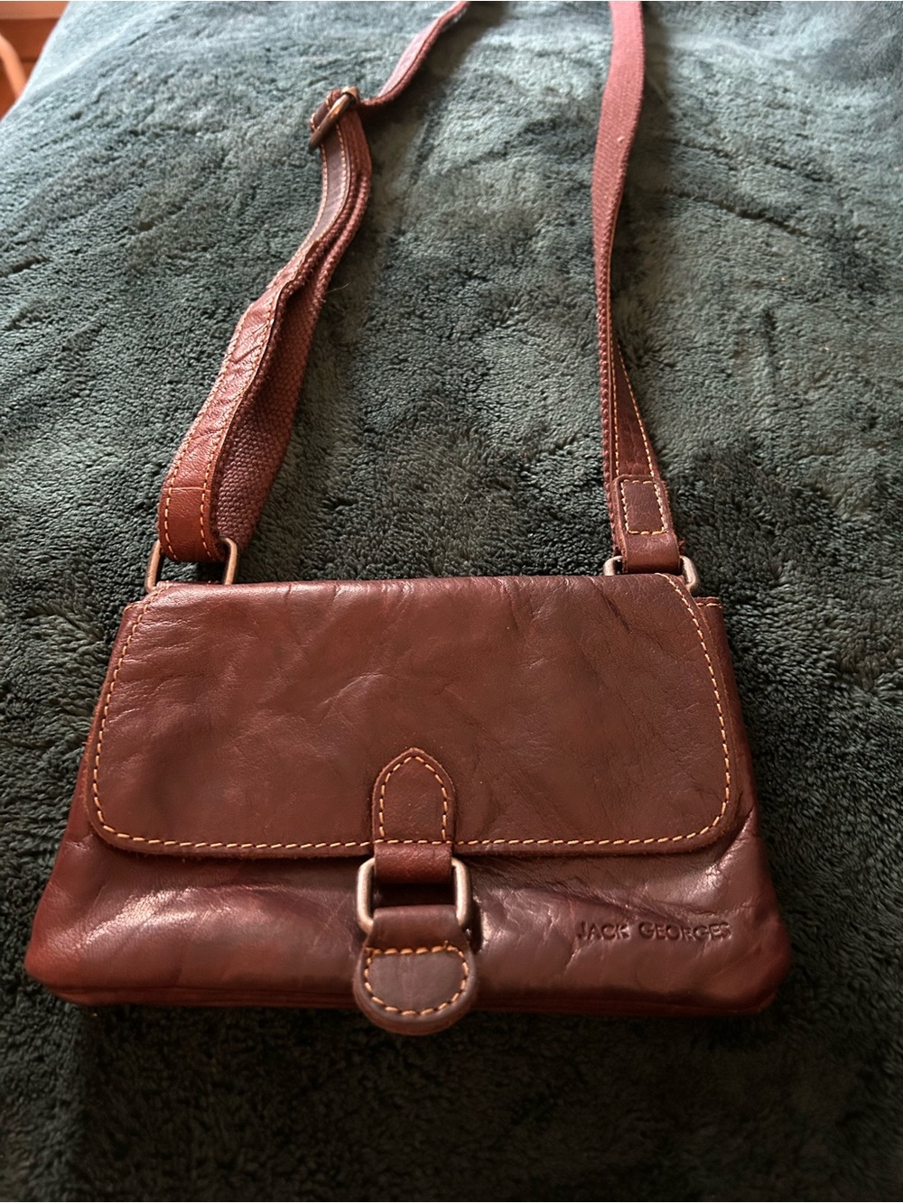Jack Georges Voyager Mini Leather Crossbody Bag - Great Vintage Condition